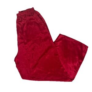 Vintage Victorias Secret Gold Label Red Satin Pajama Lounge Pants Size Large